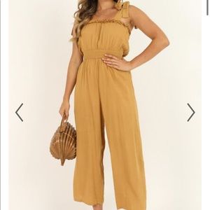 SHOWPO spoken words jumpsuit in mustard